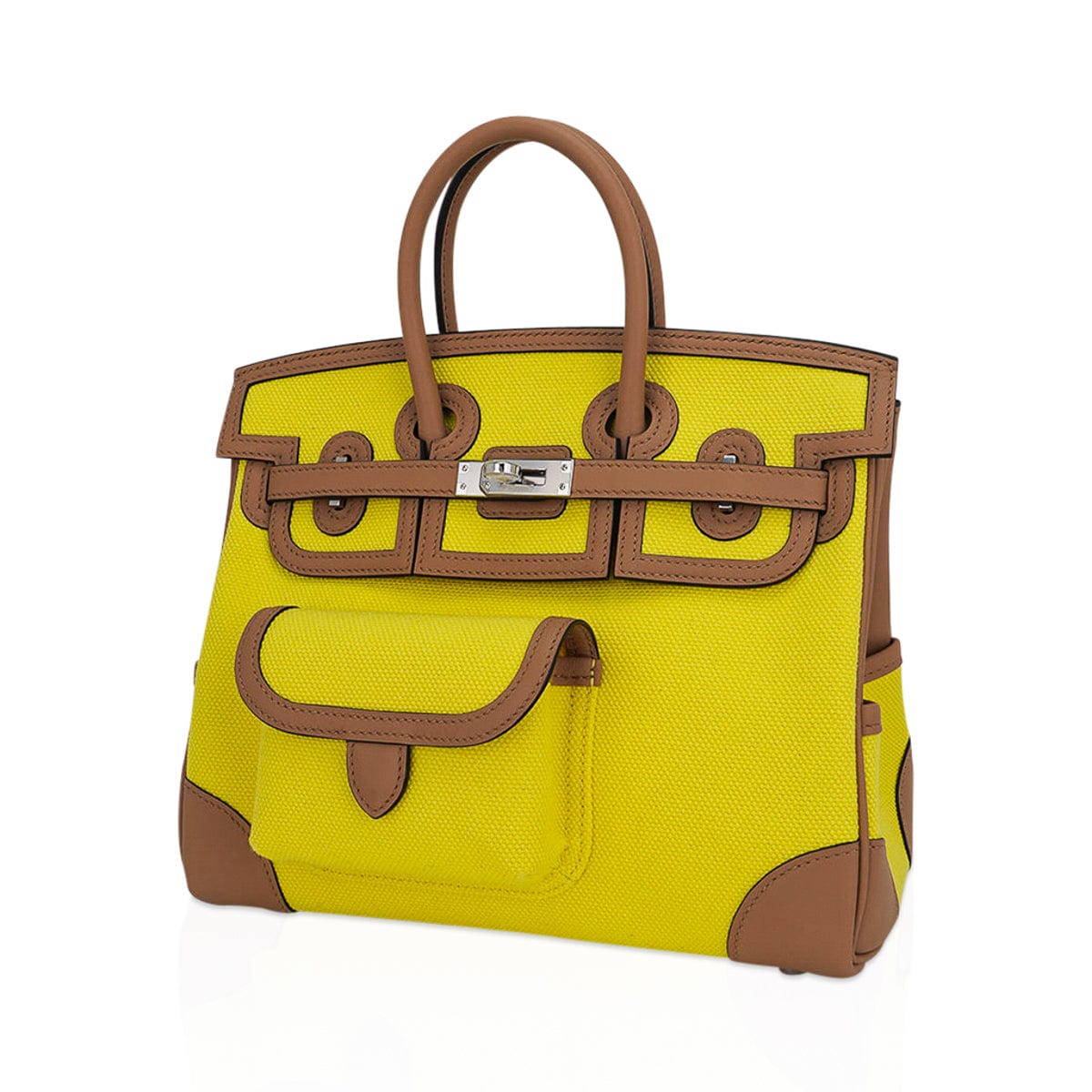 Limited Edition Birkin Cargo 25 Bag Jaune Citron Goeland Chai Swift Leather with Palladium Hardware