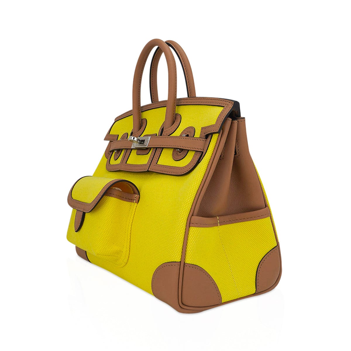 Limited Edition Birkin Cargo 25 Bag Jaune Citron Goeland Chai Swift Leather with Palladium Hardware