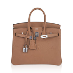Birkin 25 Bag Chai Togo Leather with Palladium Hardware