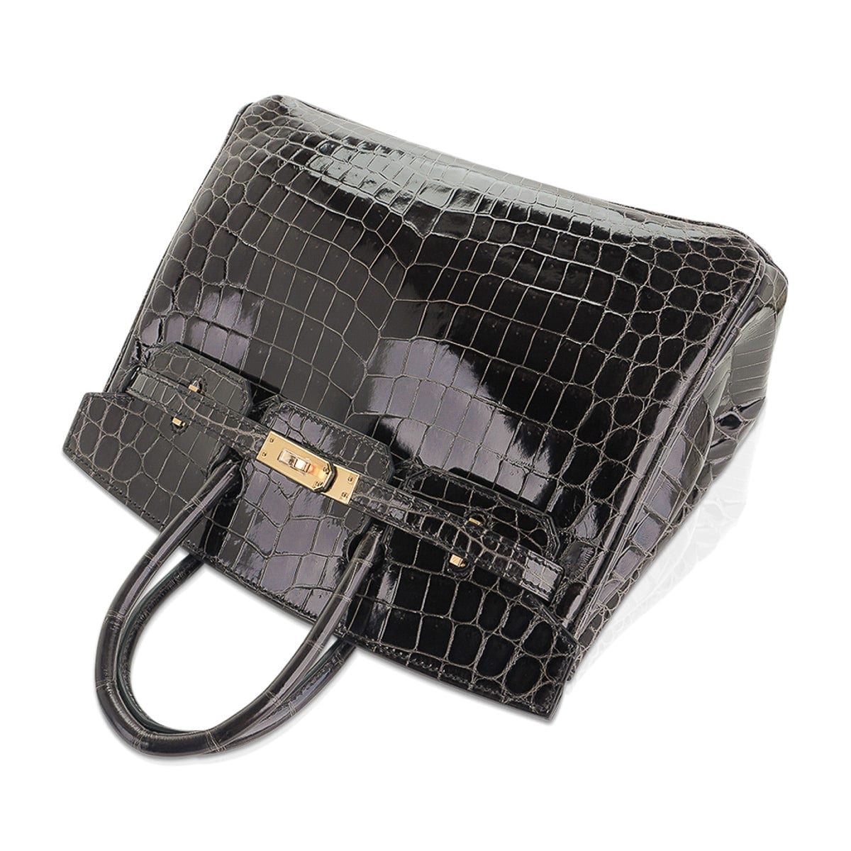 Birkin 25 Bag Graphite Crocodile with Gold Hardware