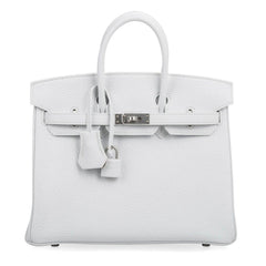 Birkin 25 Bag HSS White Clemence Trench Interior Brushed Palladium Hardware