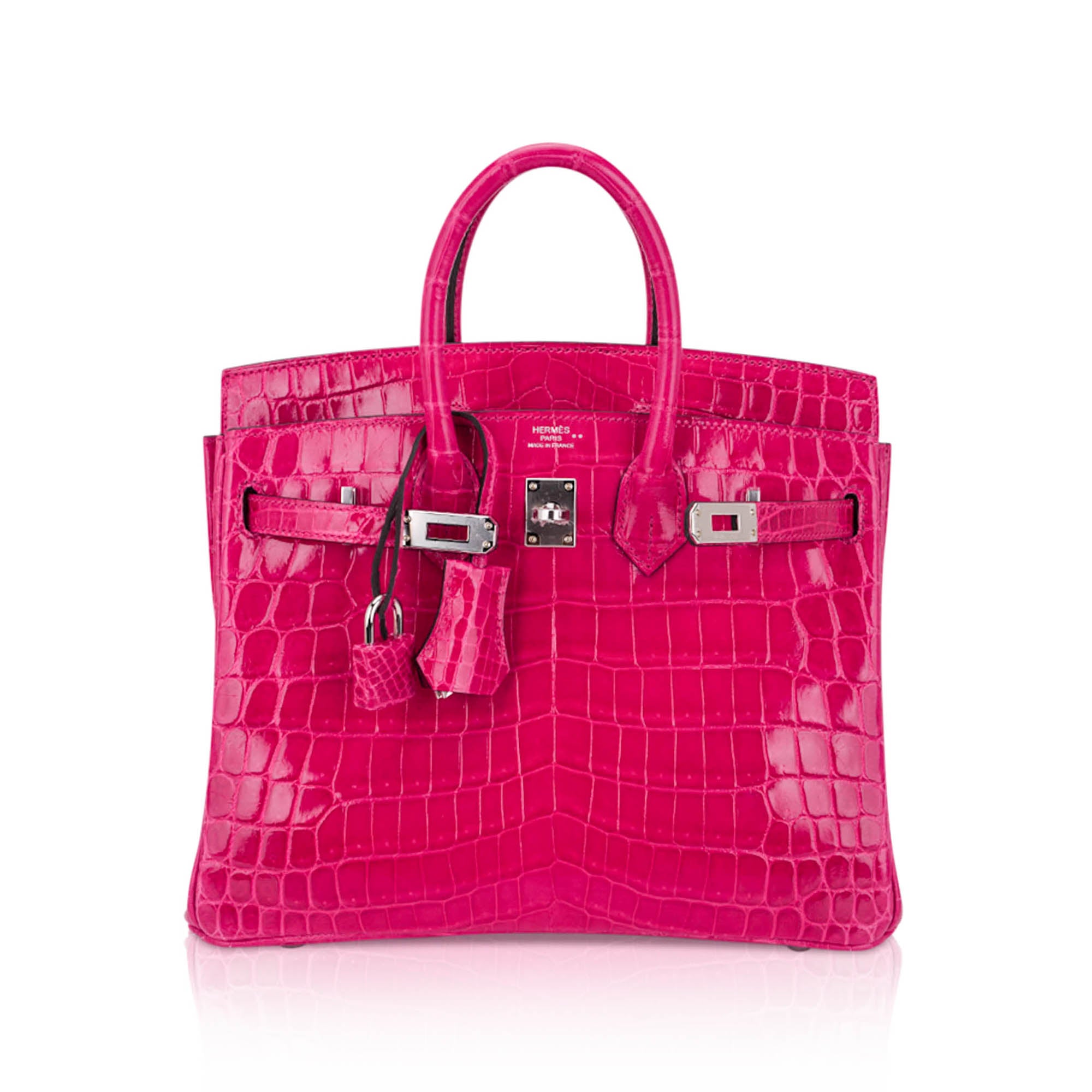 Birkin 25 Bag Rose Mexico Crocodile with Palladium Hardware