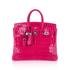 Birkin 25 Bag Rose Mexico Crocodile with Palladium Hardware