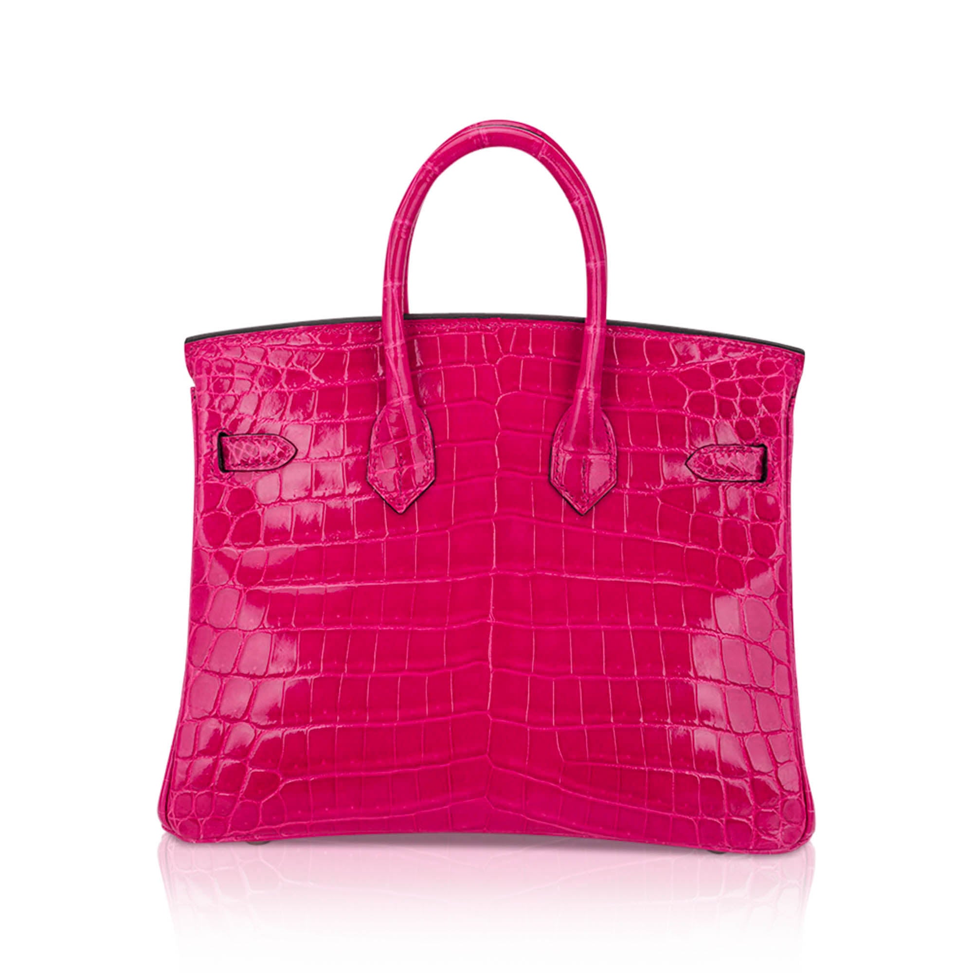 Birkin 25 Bag Rose Mexico Crocodile with Palladium Hardware