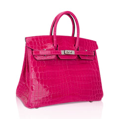 Birkin 25 Bag Rose Mexico Crocodile with Palladium Hardware
