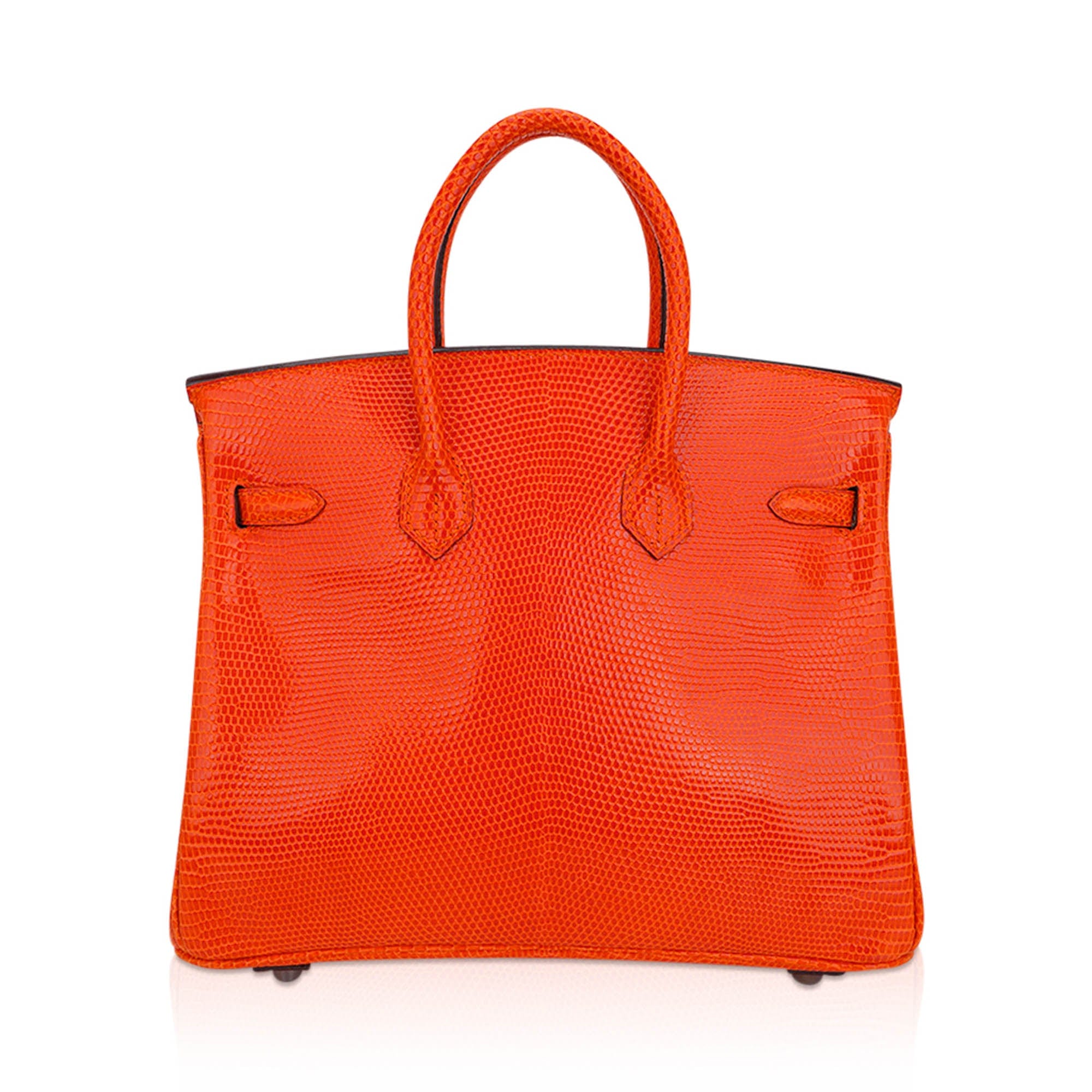 Birkin 25 Bag Orange Tangerine Lizard with Ruthenium Hardware