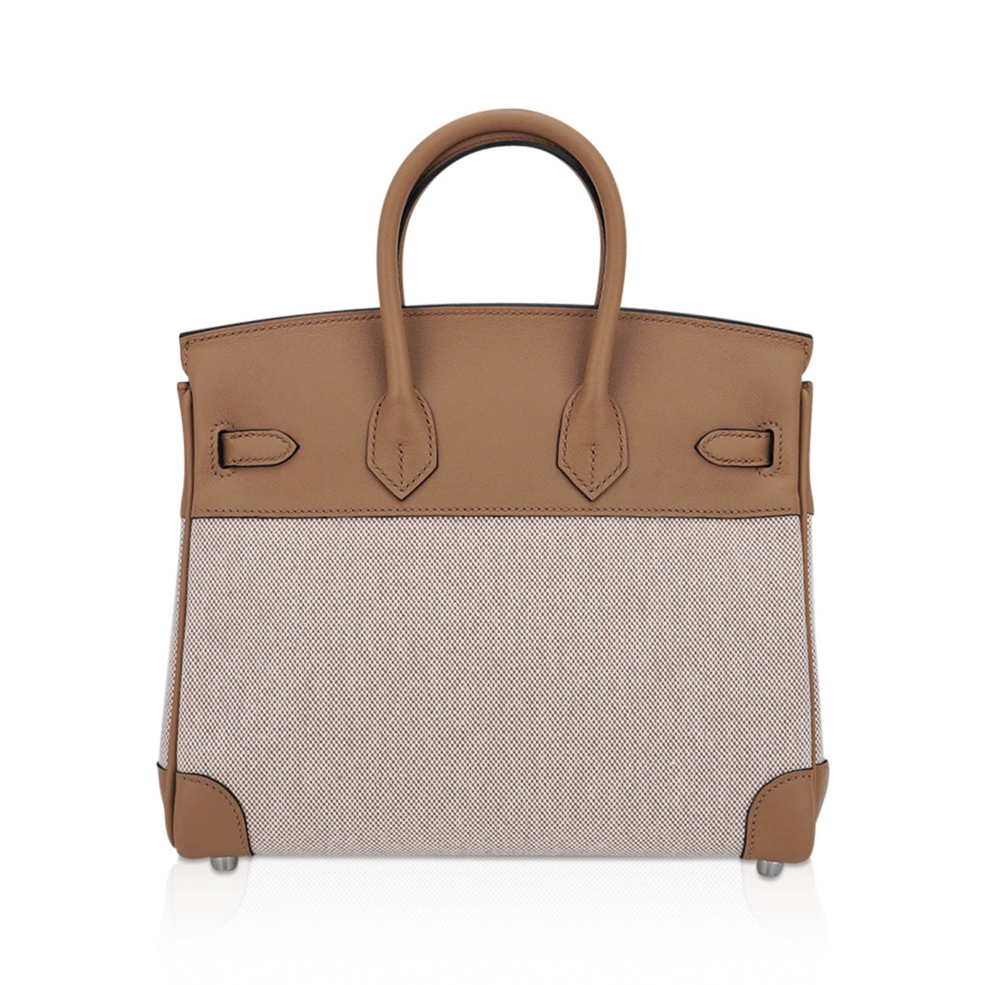 Limited Edition Birkin 25 Bag Ecru Toile H Chai Swift Leather with Palladium Hardware
