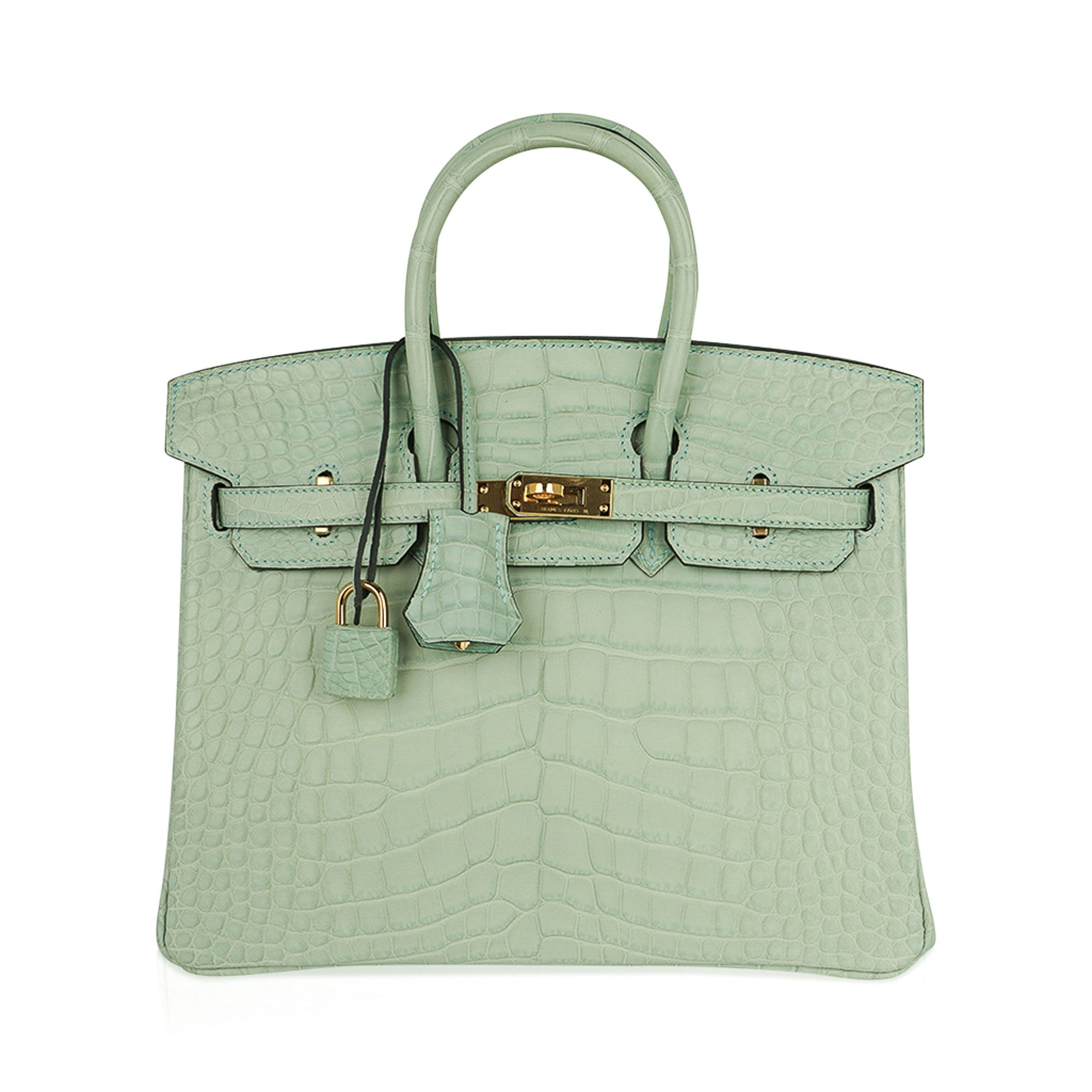 Birkin 25 Bag Vert D’Eau Matte Alligator Gold Hardware Limited Edition