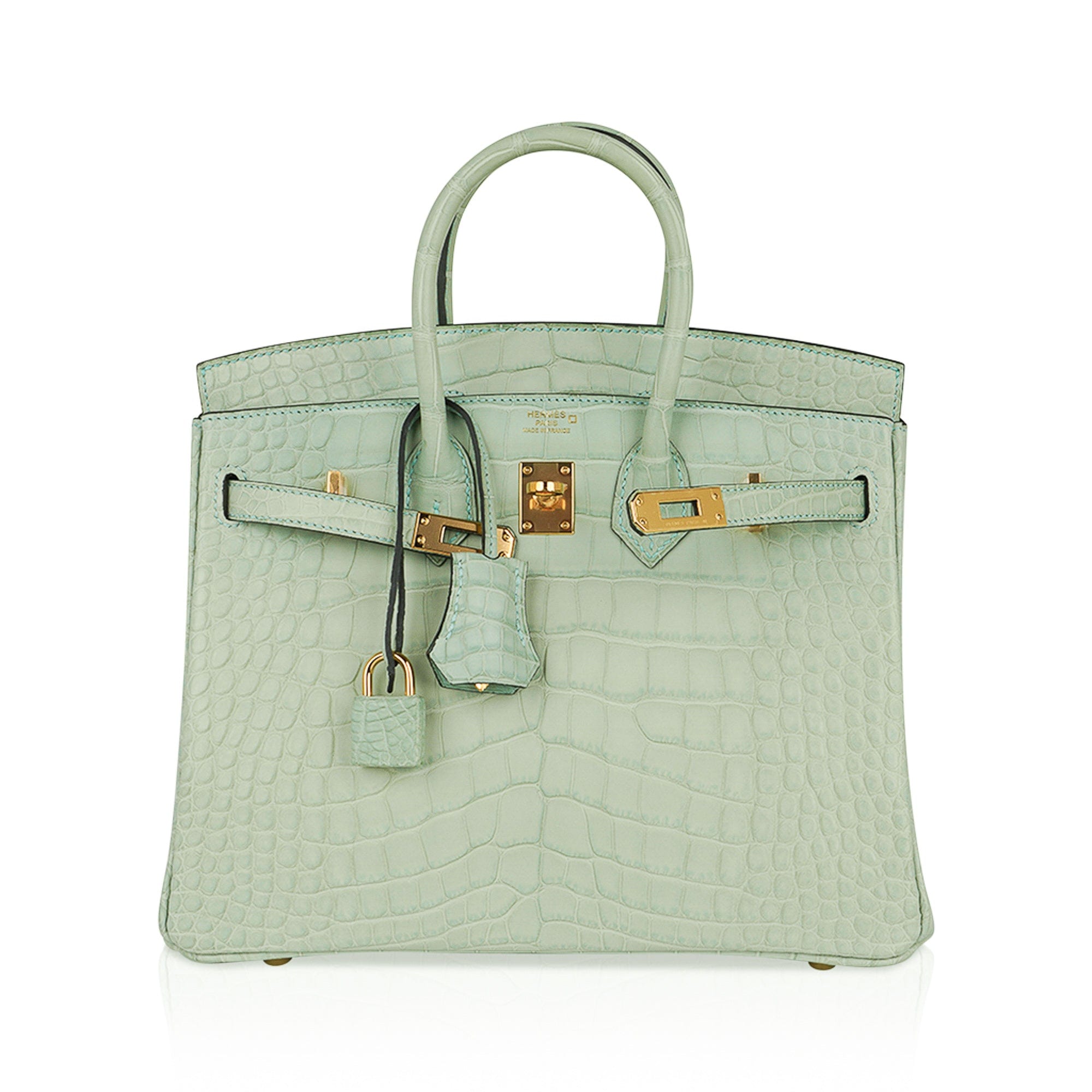 Birkin 25 Bag Vert D’Eau Matte Alligator Gold Hardware Limited Edition