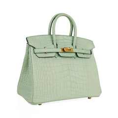 Birkin 25 Bag Vert D’Eau Matte Alligator Gold Hardware Limited Edition