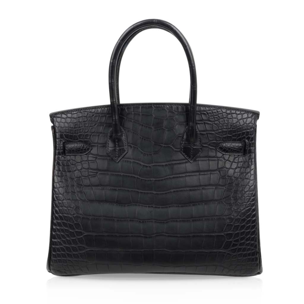 Birkin 30 Bag Black Matte Alligator Gold Hardware