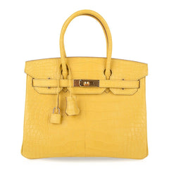 Birkin 30 Bag Mimosa Matte Alligator Gold Hardware