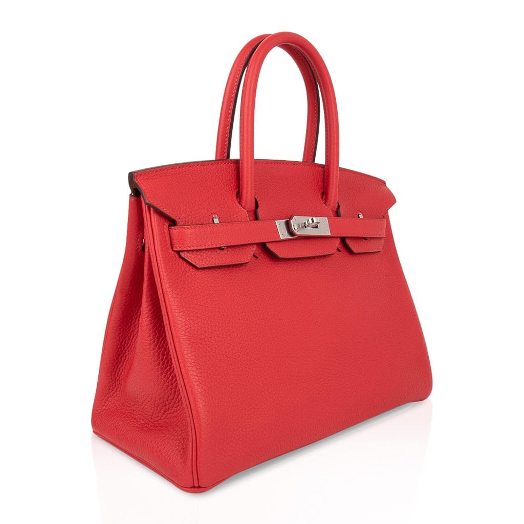 Verso Birkin 30 Bag Rouge Tomate & Natural Sable Togo Leather with Palladium Hardwre
