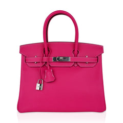 Birkin 30 Bag Rose Tyrien Candy Epsom Limited Edition Palladium