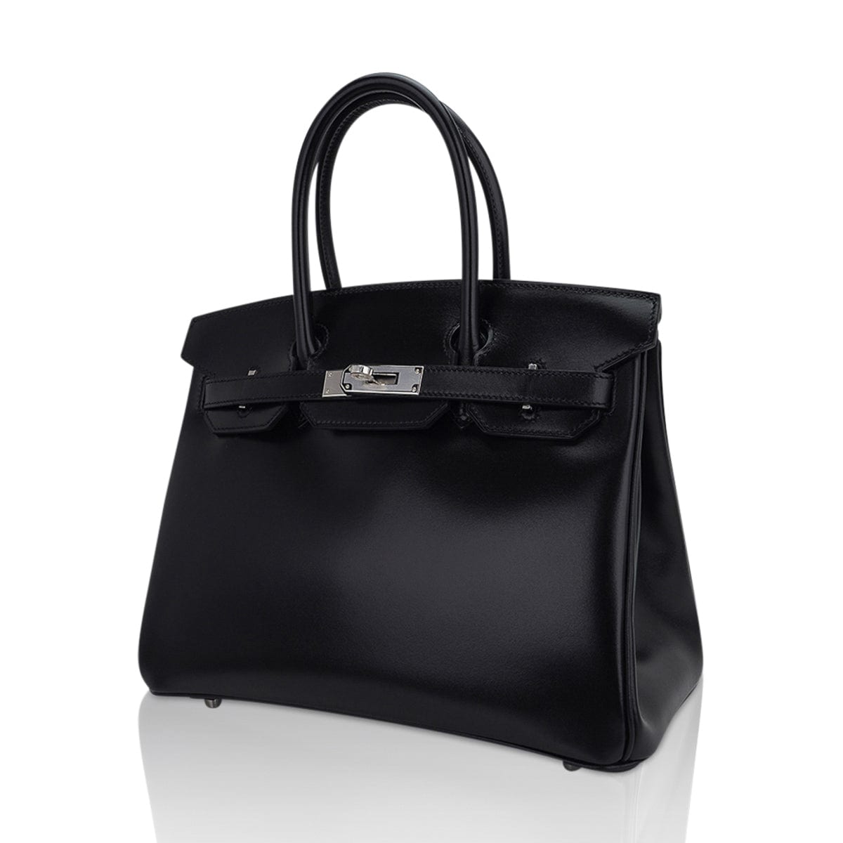 Birkin 30 Black Box Leather Bag Palladium Hardware