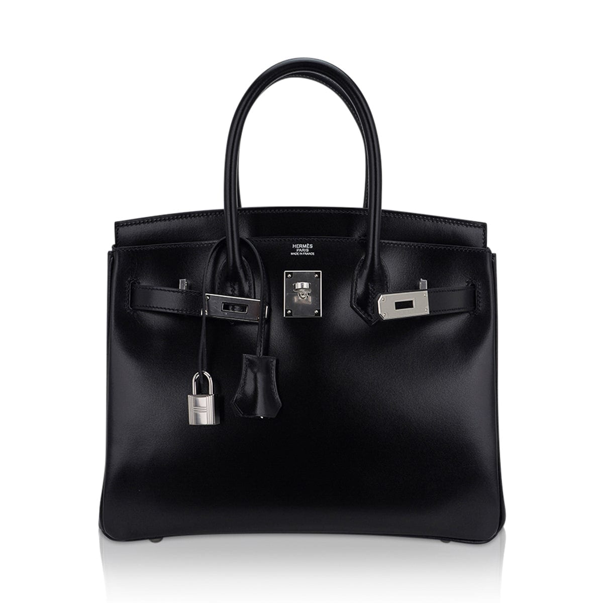 Birkin 30 Black Box Leather Bag Palladium Hardware