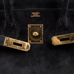 Birkin 30 Bag Doblis (Suede) Black Gold Hardware
