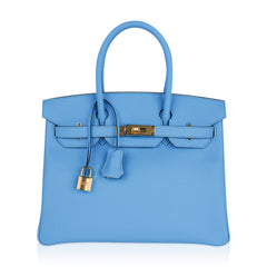 Birkin 30 Bag Blue Celeste Epsom Leather with Gold Hardware
