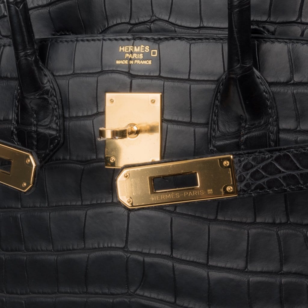 Birkin 30 Bag Black Matte Alligator Gold Hardware