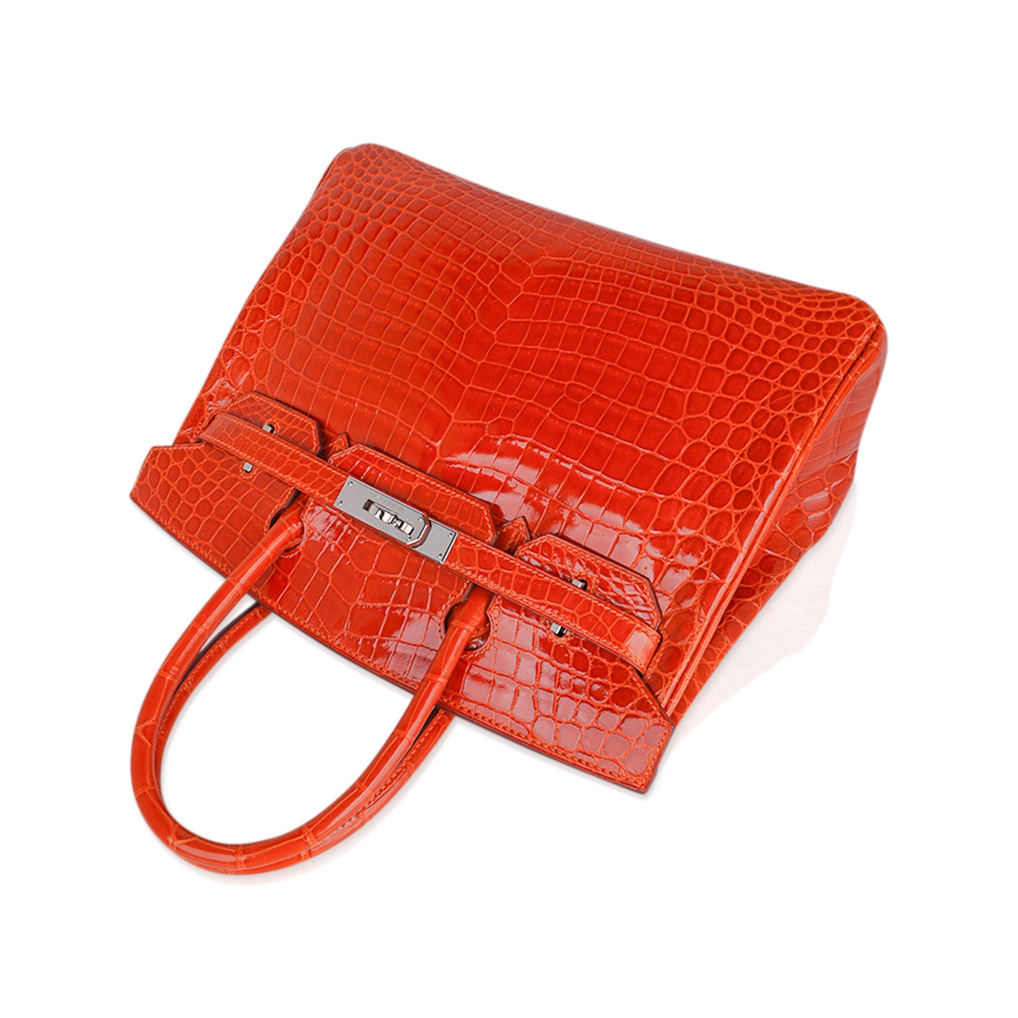 Birkin 30 Bag Orange Crocodile with Palladium Hardware