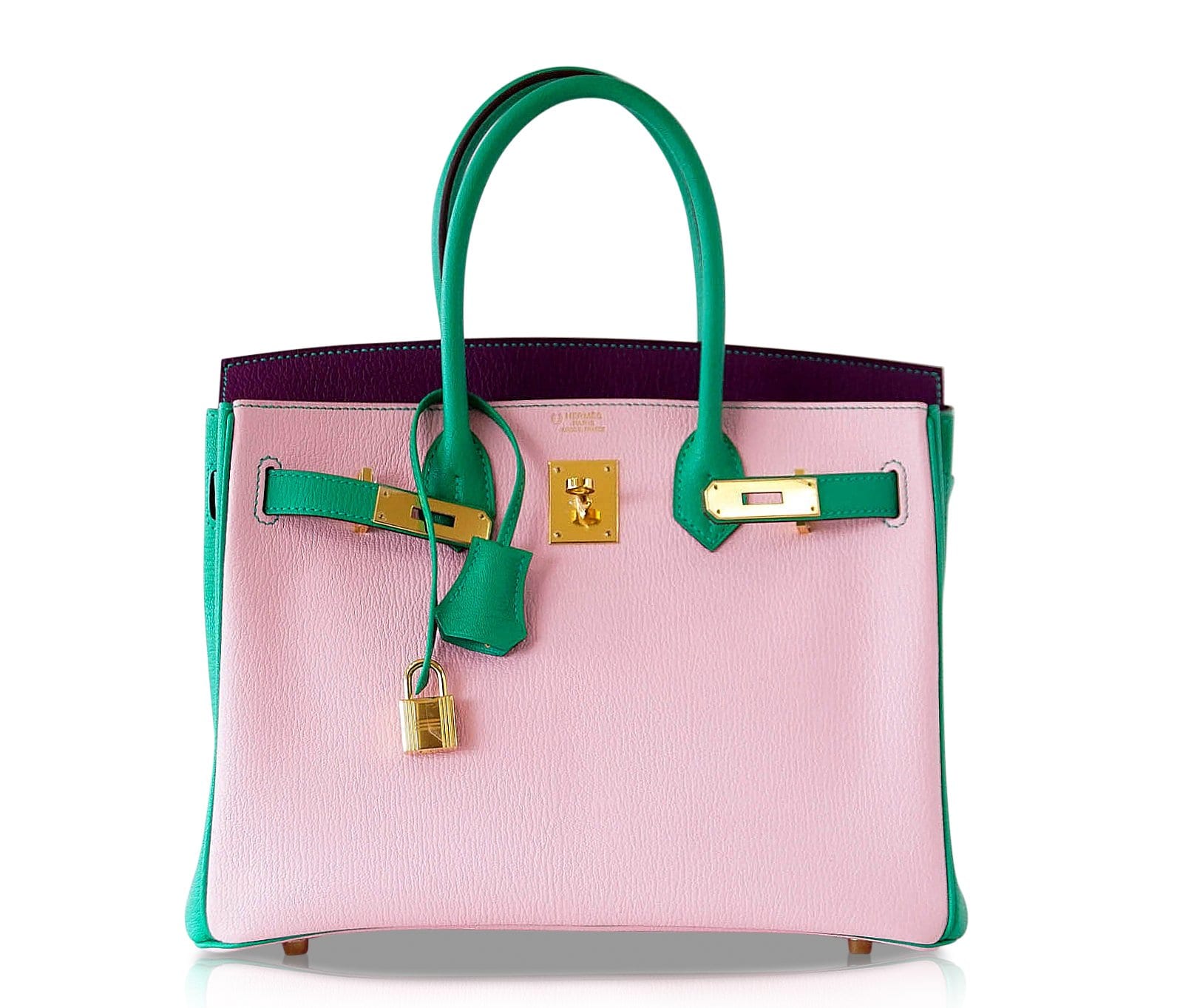 Birkin 30 Bag Tri-Color HSS Rose Sakura Anemone Bamboo Chevre Gold
