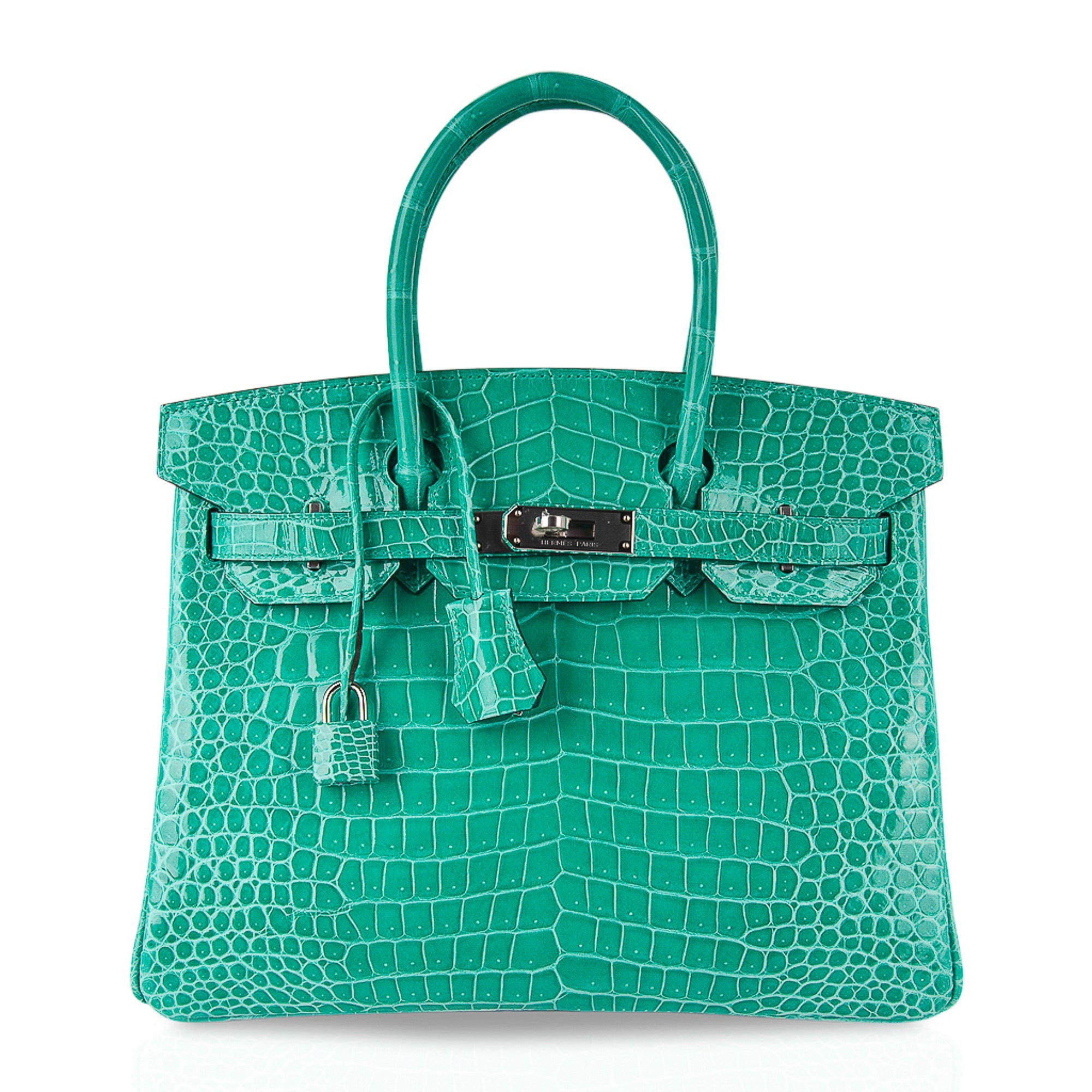 Limited Edition Birkin 30 Bag Vert Jade Porosus Crocodile with Palladium Hardware
