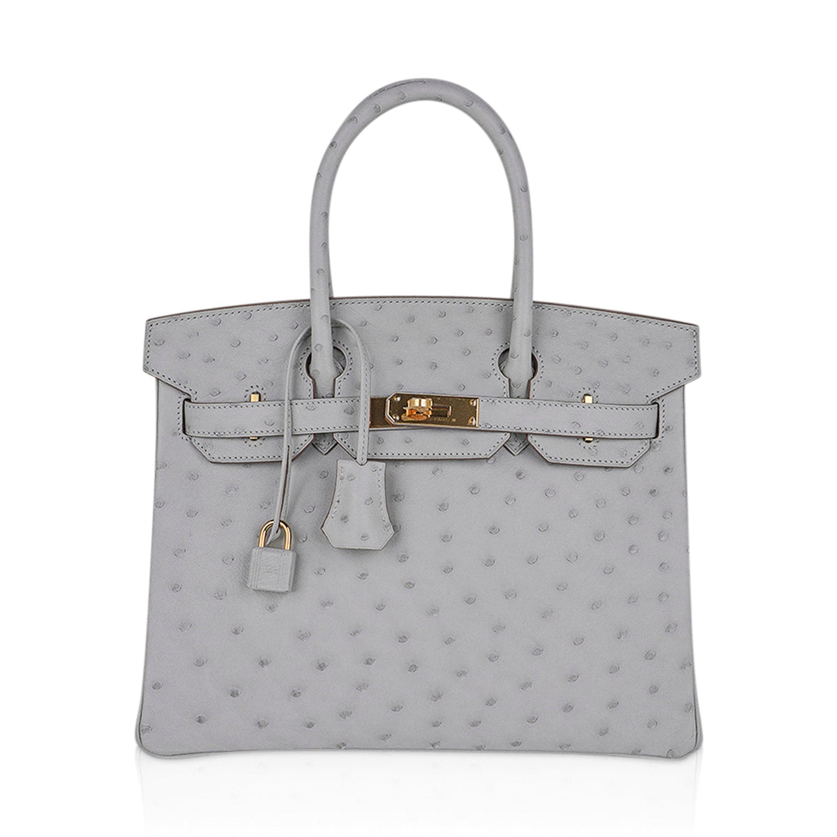 Birkin 30 Bag Gris Perle Ostrich with Gold Hardware