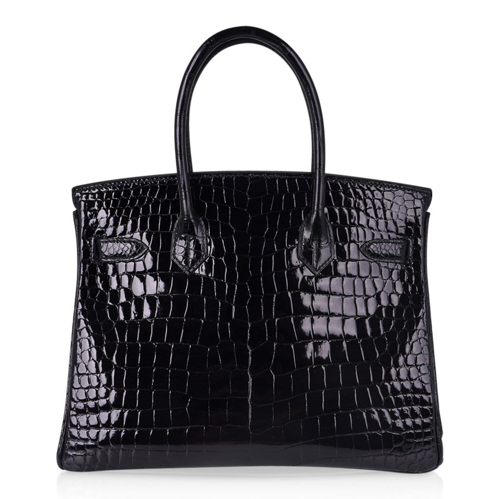 Birkin 30 Bag Black Porosus Crocodile with Gold Hardware