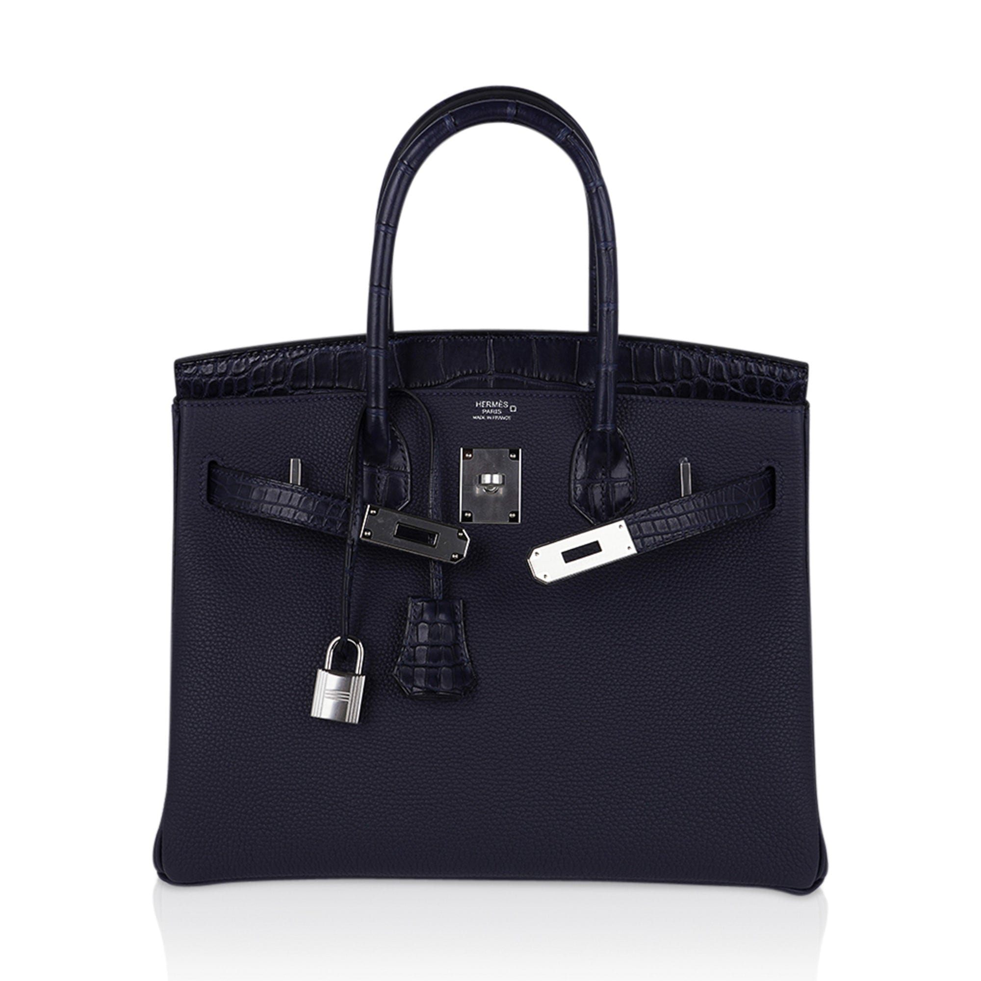 Birkin 30 Touch Blue Indigo Matte Alligator Bag Palladium Hardware