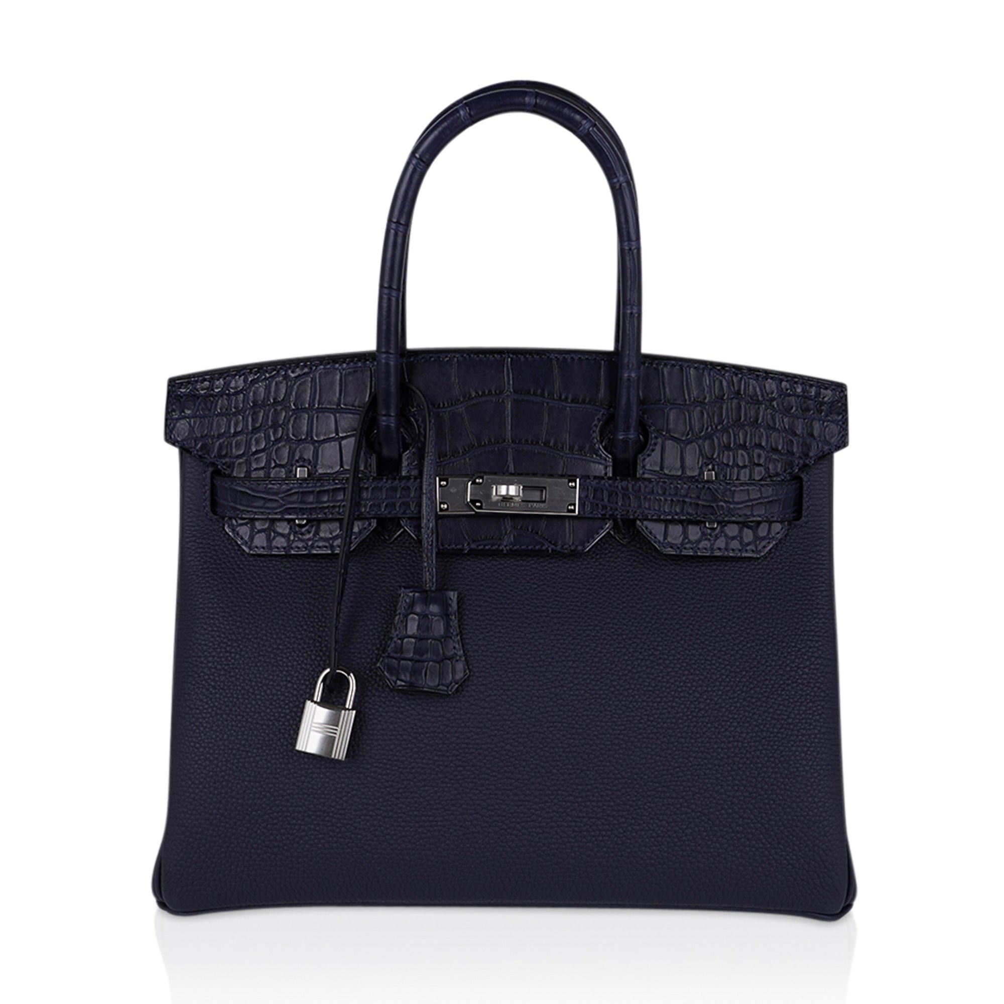 Birkin 30 Touch Blue Indigo Matte Alligator Bag Palladium Hardware