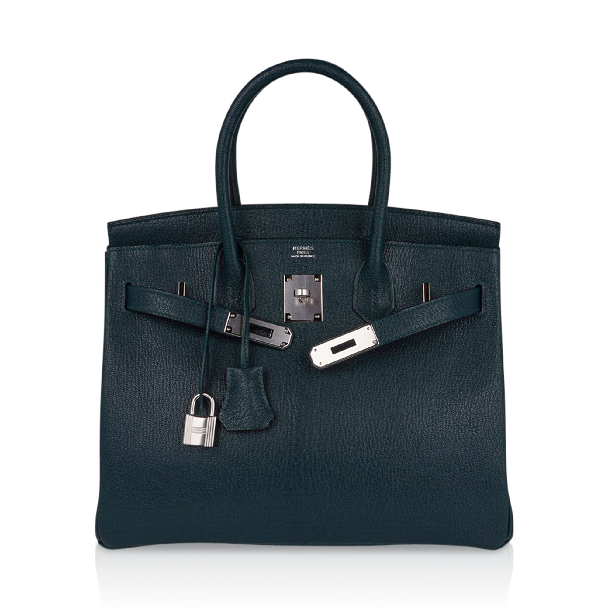 Birkin 30 Bag Vert Cypress Chevre de Coromandel with Palladium Hardware
