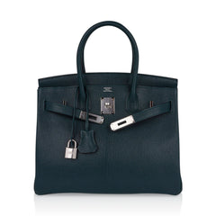 Birkin 30 Bag Vert Cypress Chevre de Coromandel with Palladium Hardware