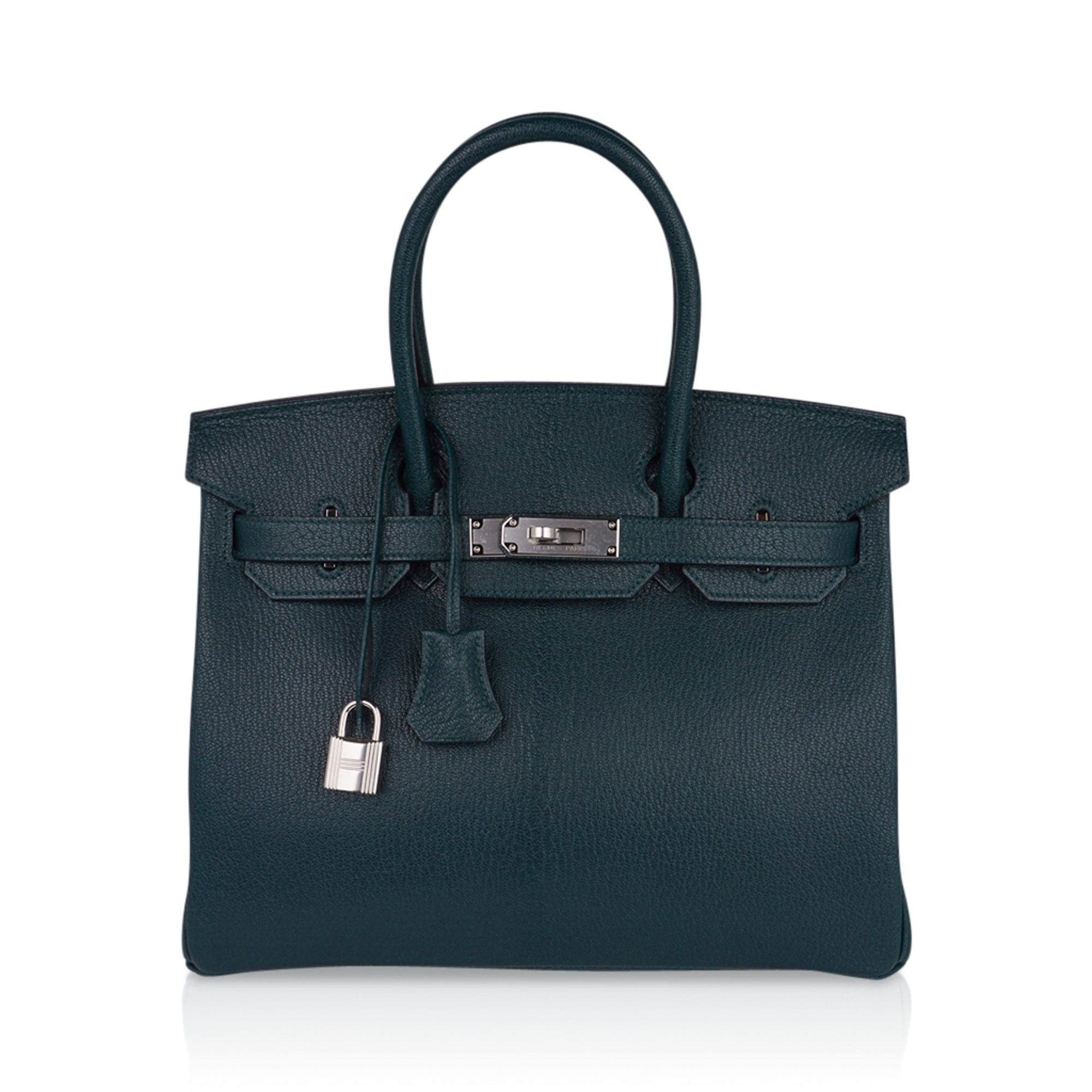 Birkin 30 Bag Vert Cypress Chevre de Coromandel with Palladium Hardware