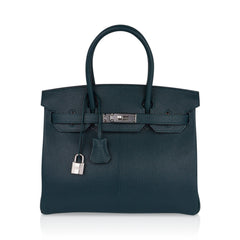 Birkin 30 Bag Vert Cypress Chevre de Coromandel with Palladium Hardware