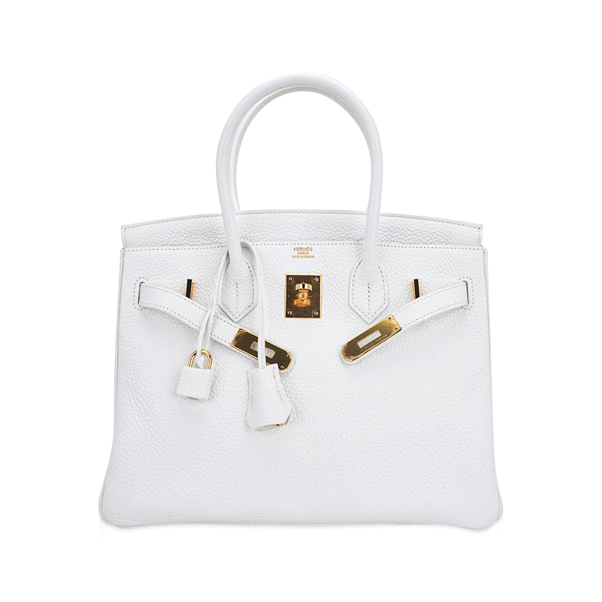 Birkin 30 Bag White Clemence Leather with Gold Hardware