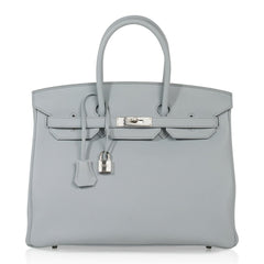 Birkin 35 Bag Blue Bleu Pale Togo Palladium Hardware
