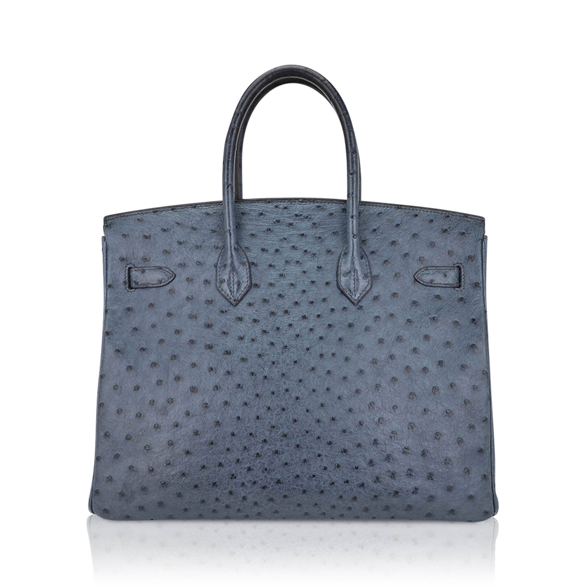 Birkin Vintage 35 Bag Blue Roi Ostrich Palladium Hardware