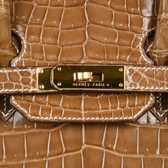 Birkin 35 Bag Ficelle Porosus Crocodile Gold Hardware