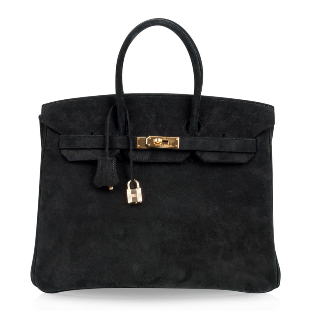 Birkin 35 Bag Black Doblis Suede Gold Hardware Limited Edition