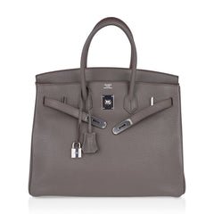 Birkin 35 Bag Etain Clemence Leather with Palladium Hardware