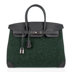 Birkin 35 Limited Edition Bi-Color Vert Anglais Feutre Vert Cypress Swift