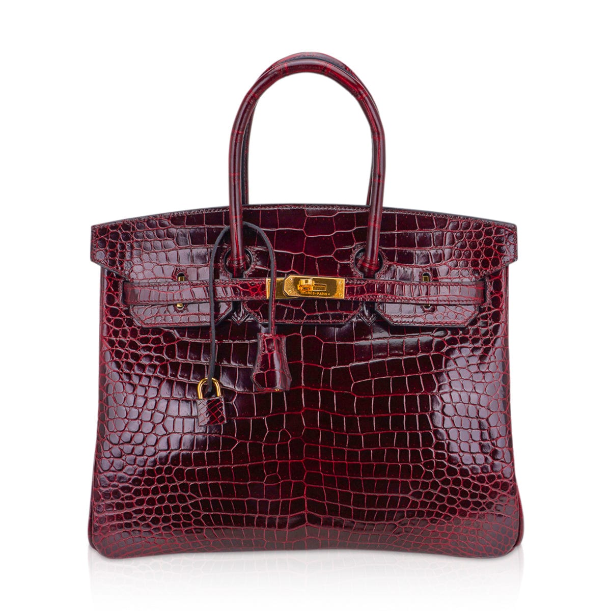 Special Order HSS Birkin 35 Bag Bordeaux Porosus Crocodile with Gold Hardware