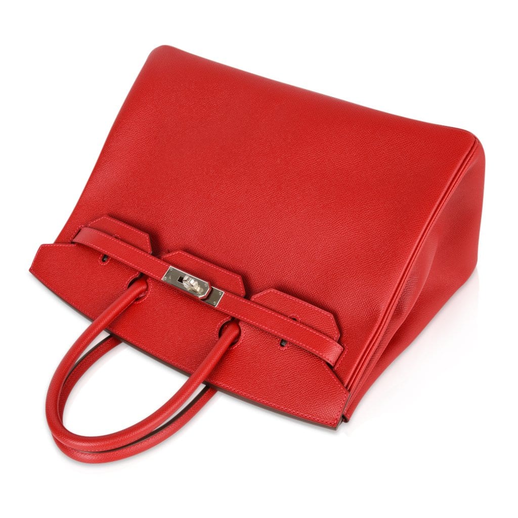 Birkin 35 Bag Rouge Casaque Lipstick Red Epsom Palladium new