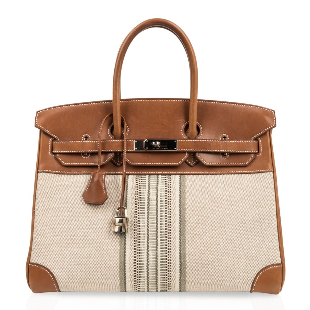 Birkin 35 Bag Rare H Ganges Toile Barenia Limited Edition Palladium