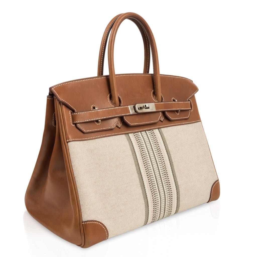 Birkin 35 Bag Rare H Ganges Toile Barenia Limited Edition Palladium