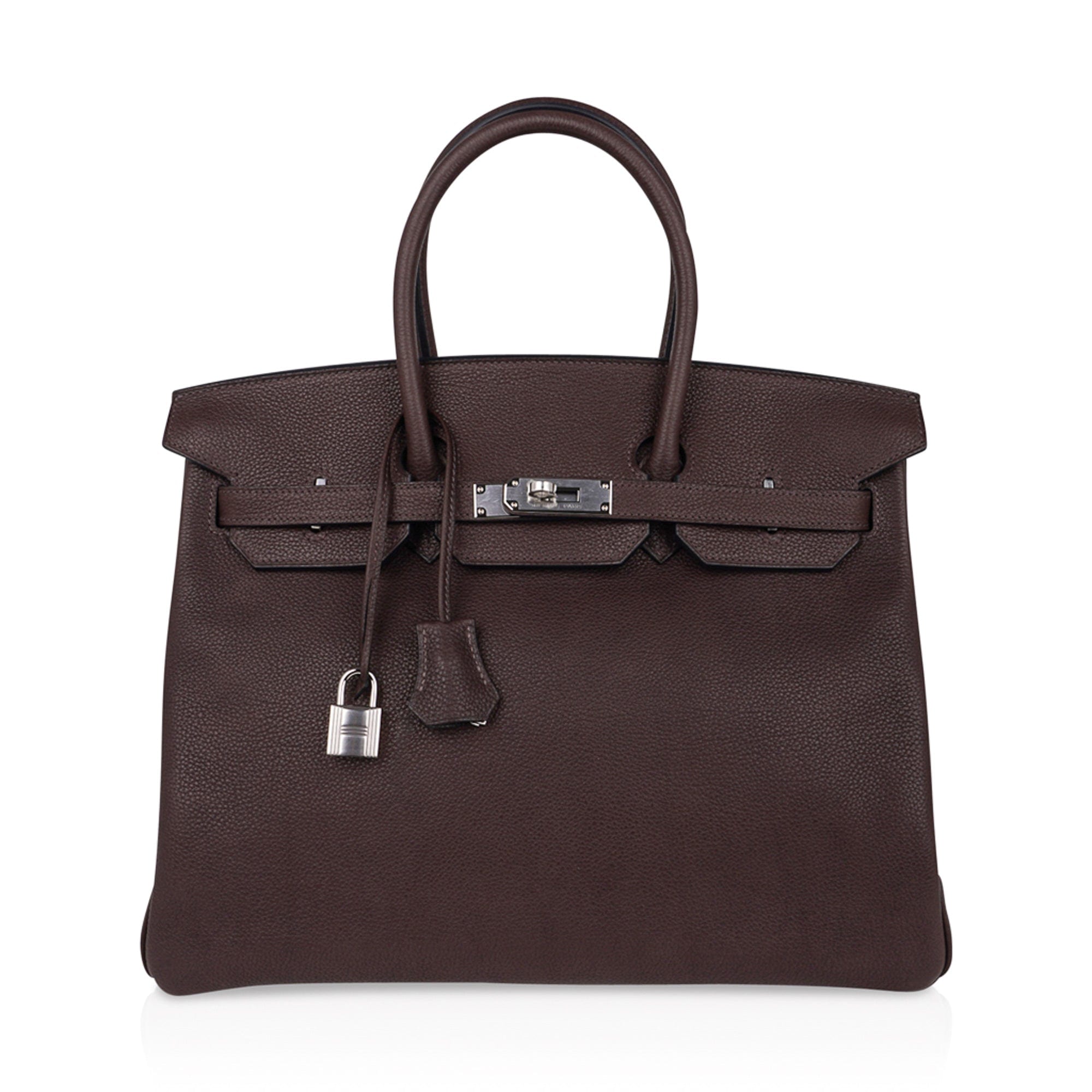 Birkin 35 Bag Ebene Barenia Faubourg Leather with Palladium Hardware