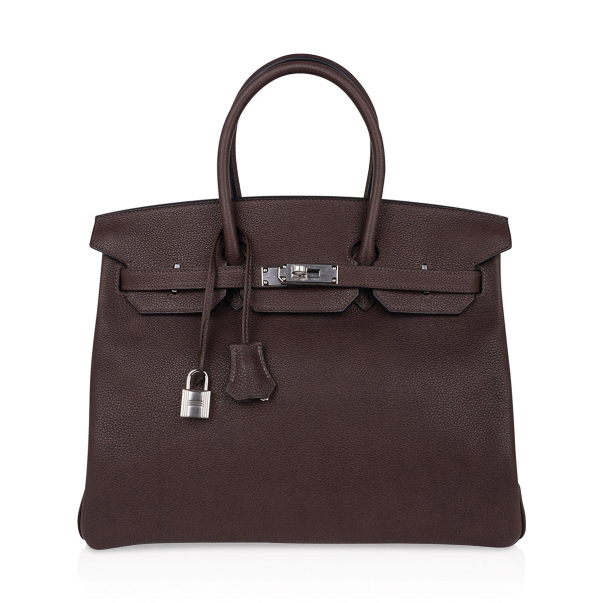 Birkin 35 Bag Ebene Barenia Faubourg Leather with Palladium Hardware
