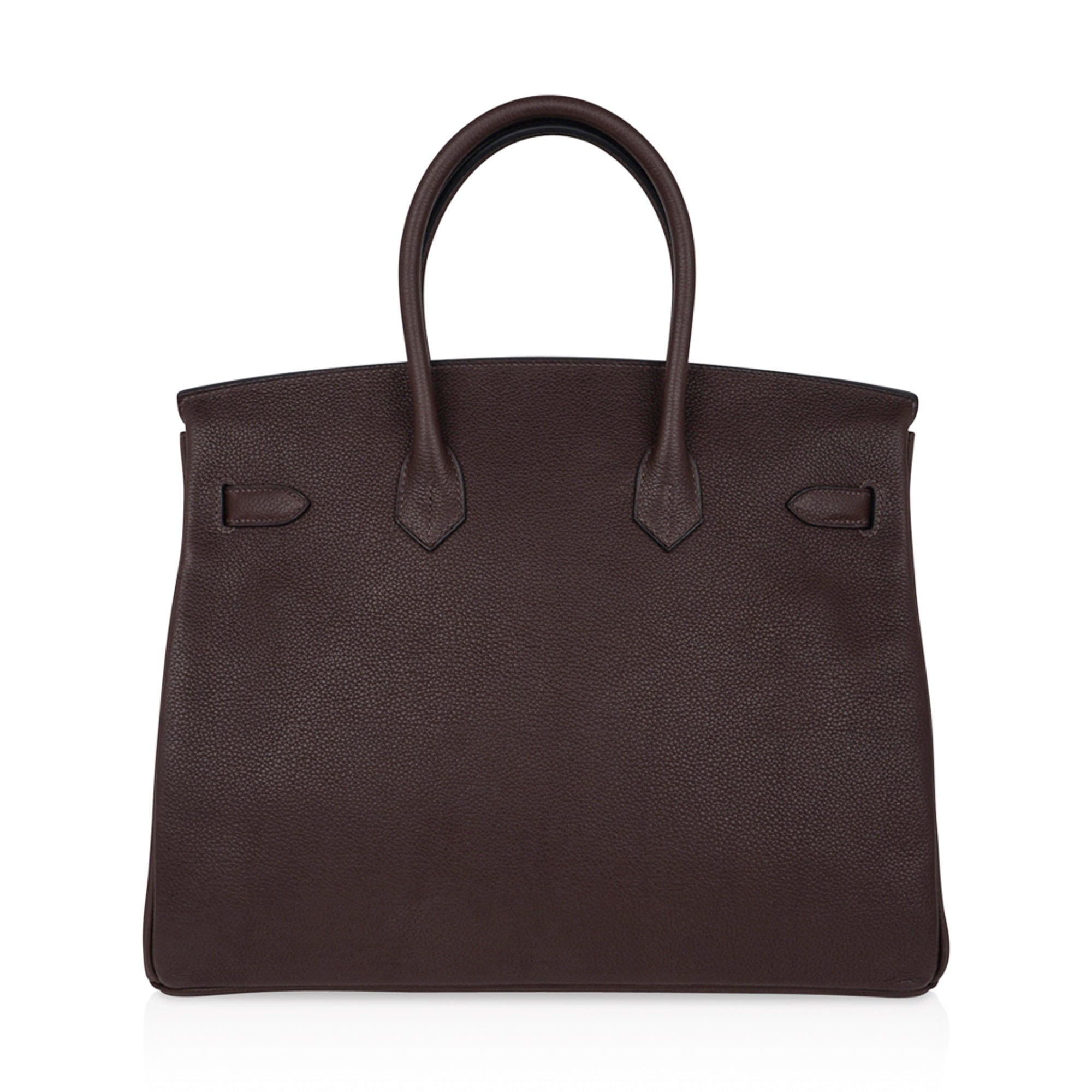 Birkin 35 Bag Ebene Barenia Faubourg Leather with Palladium Hardware