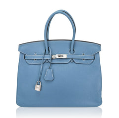 Birkin 35 Bag Blue Jean Togo Leather with Palladium Hardware