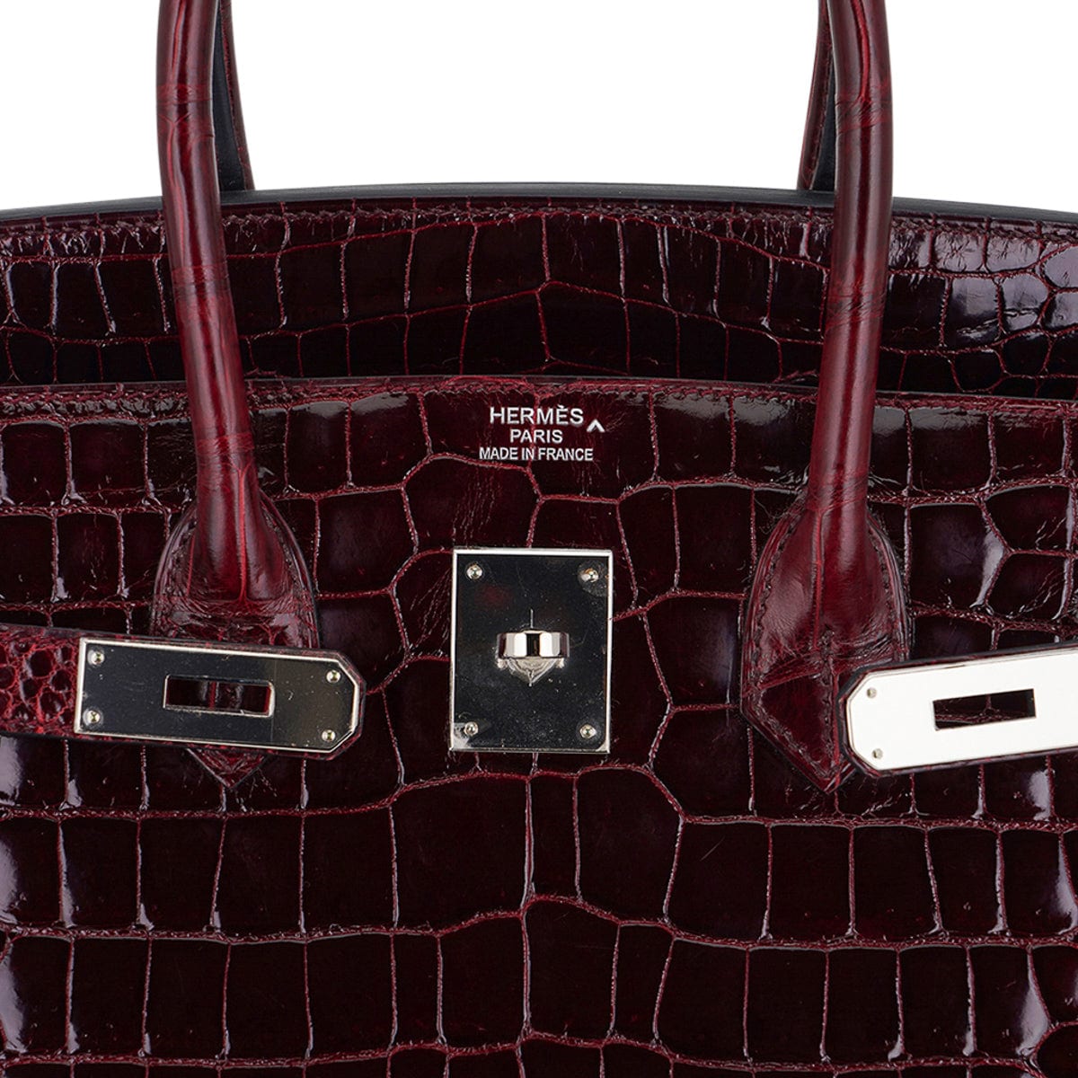 Birkin 35 Bag Bordeaux Porosus Crocodile with Palladium Hardware